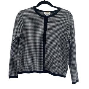 Talbots Houndstooth Cardigan Made in Italy Petite P Cotton Blend
